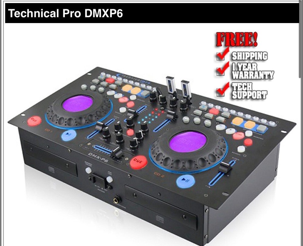 Technical Pro DMXP6 Double CD Mixer with USB, Scratch and BPM