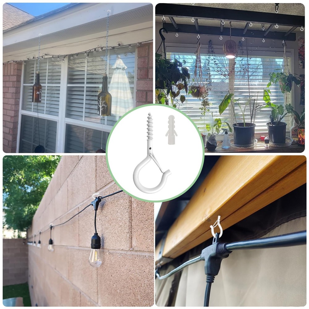 Screw Hooks for String Lights Plants Lanterns Outdoor 20 Pack