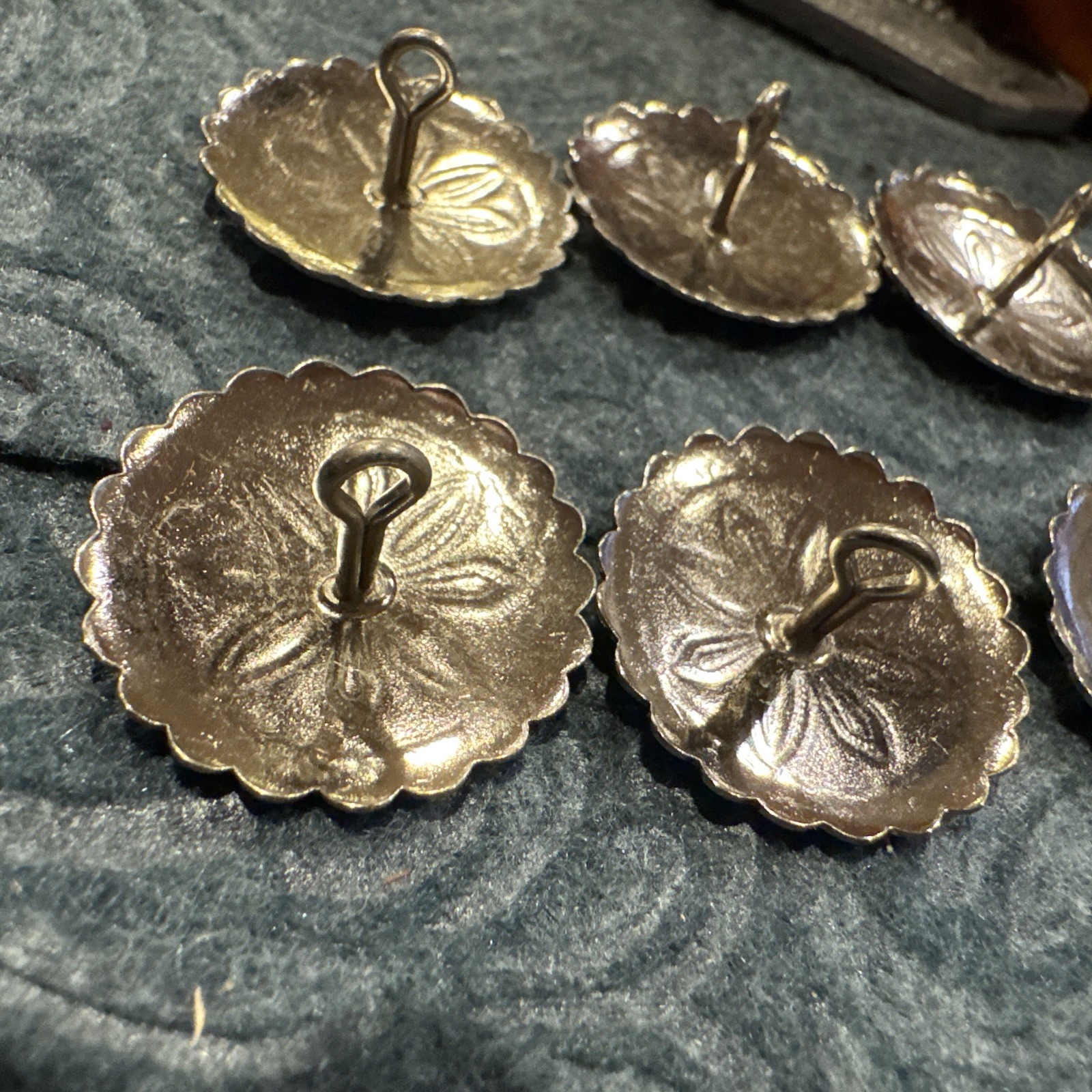 6 - Silver Tone Concho Buttons - Western, Native Crafts - 1" Large Hand Crafted