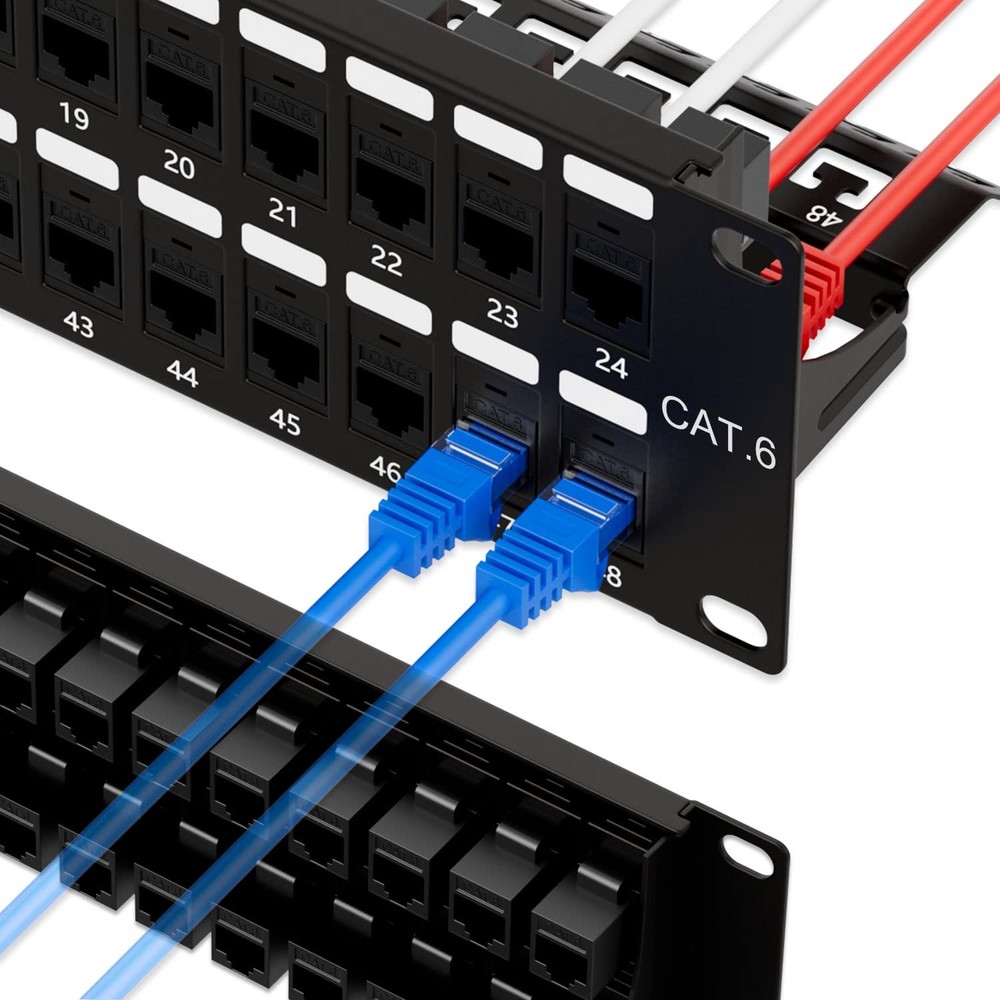 iwillink 48 Port RJ45 Through Coupler Cat6 Patch Panel UTP, Wallmount or...