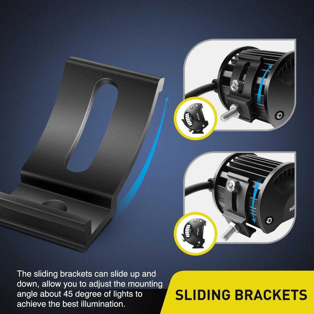 Nilight Universal Slide Base Mount Bracket (Pair)