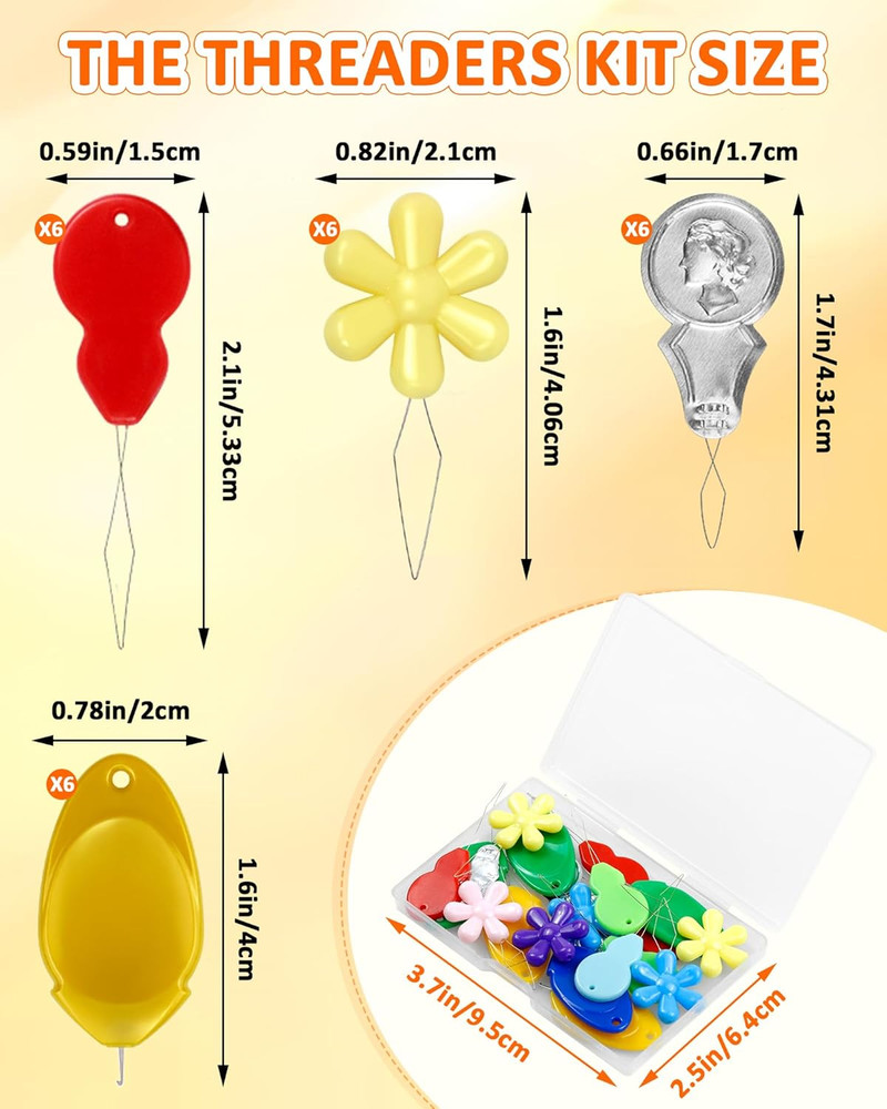 Needle Threaders Kit – 24 PCS Needle Threader for Hand Sewing,4 Type Simple Need