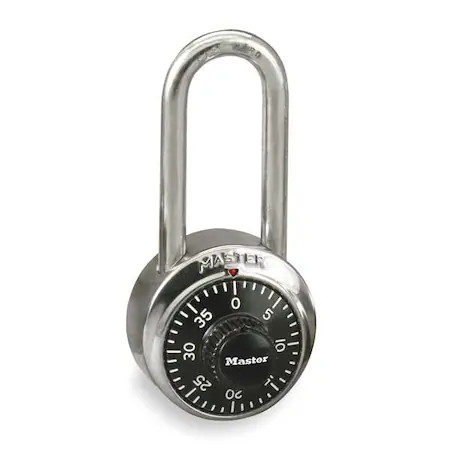 Master Lock 1500Lh Combination Padlock, Front, Black/Silver