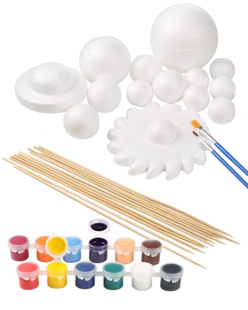 Solar System Model Foam Kit Includes 14PCS Mixed Sized Polystyrene Spheres Ba...