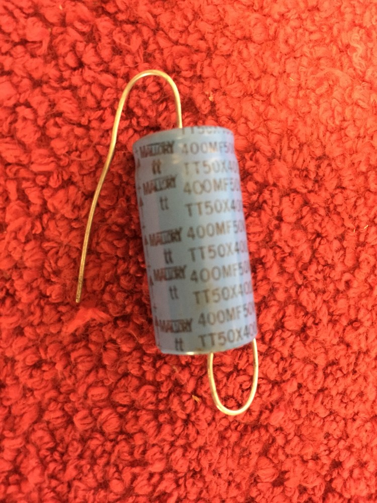 TT50X400A  MALLORY 400UF 50VDC AXIAL CAPACITOR   nos