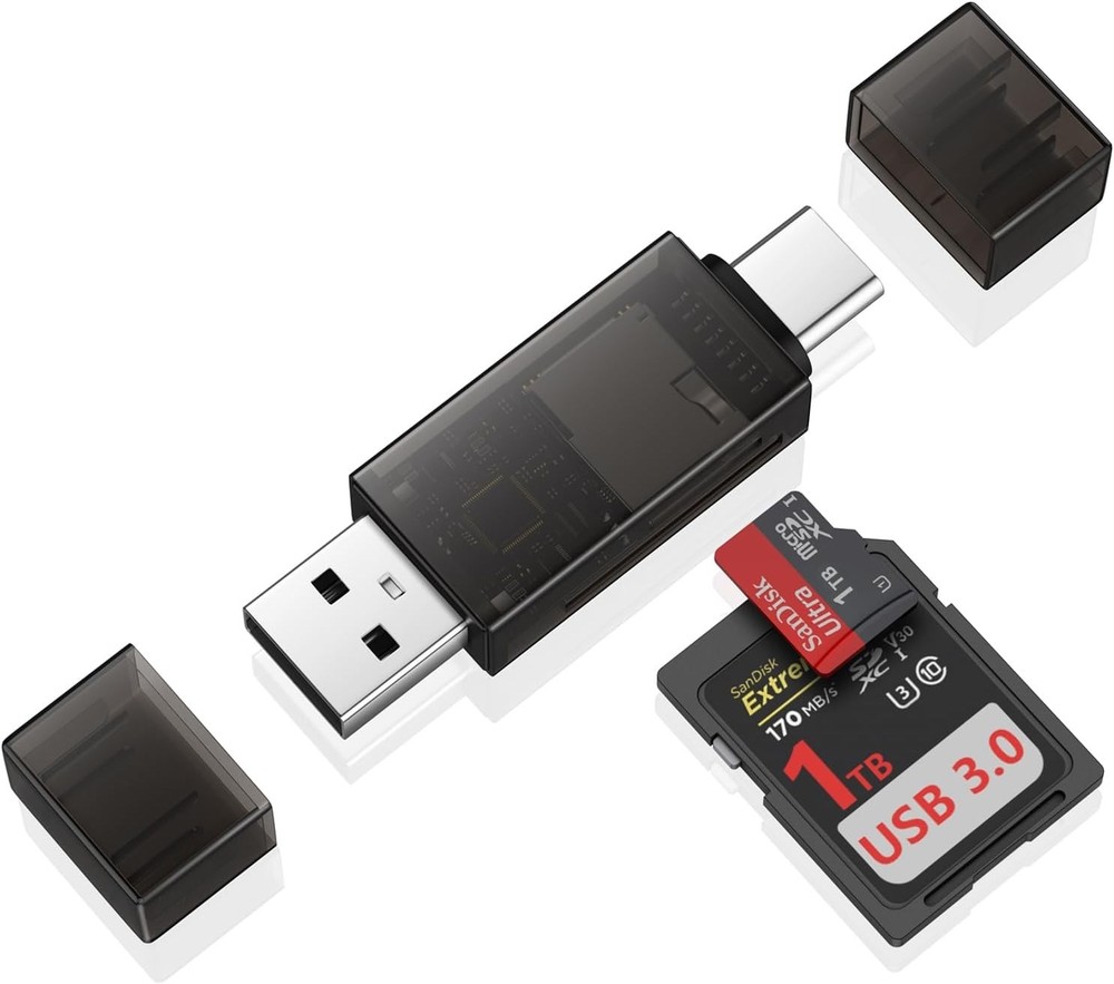 SD Card Reader USB C, Dual Slots 3.0 Type C to Micro Grey