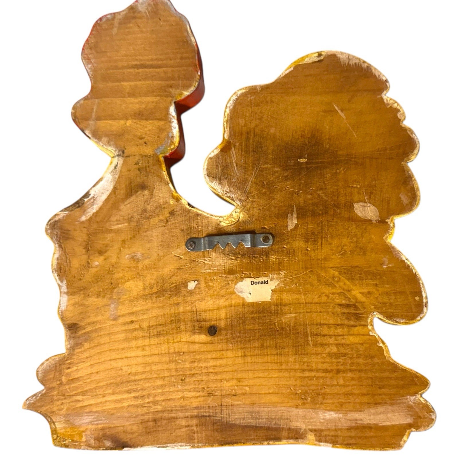 Vintage 80s Wooden Hen Wall Art Anamorphic Animals Pair Glazed Hand Painted