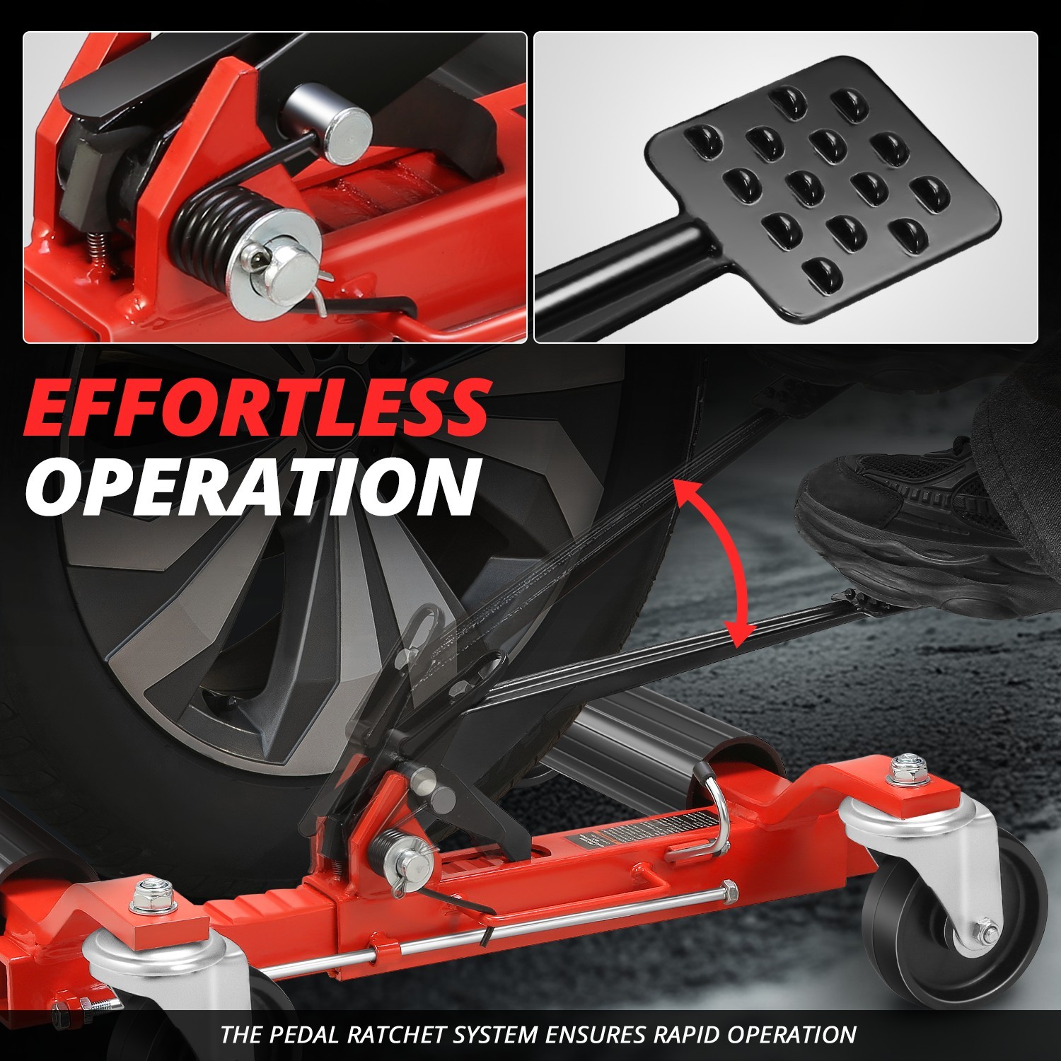 2X Heavy Duty 9" Ratcheting Wheel Dolly Tire Jack Lift Car Positioning 2500 LBS