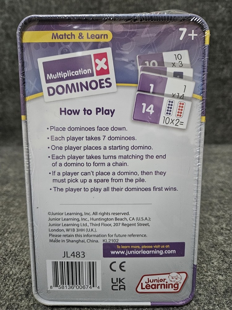 Junior Learning MULTIPLICATION DOMINOES in Tin