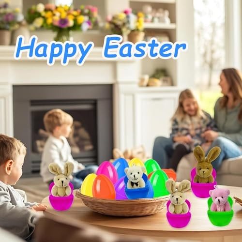 12 Pcs Prefilled Easter Eggs with Animals Filled Easter Eggs with Toys Inside