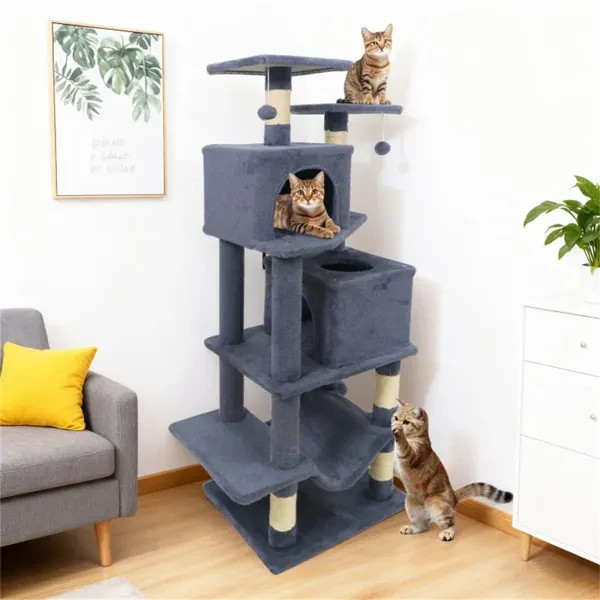 Multi-Level Cat Tree Tower with Scratching Posts - Large Cat Condo with Hammock