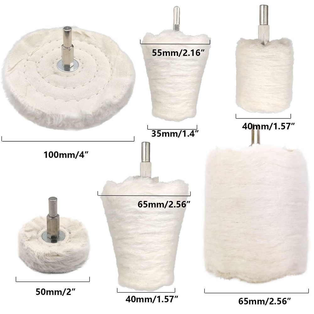 Ceramic & Wool Buffing Pad Kit - 11 pcs for Electric Drill & Precision Polishing