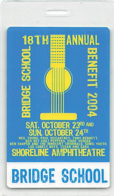 18th Annual Bridge School Benefit Backstage Pass Mountain View 2004 Blue Brid...