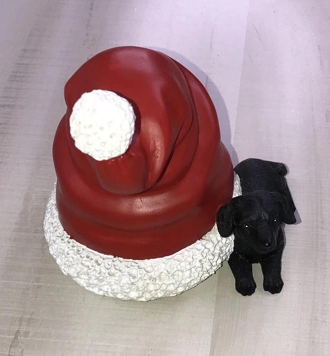 Ashland Pepermint Lane Black Labrador Dog Santa Hat Table Top Decor 6inch New