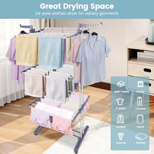 Clothes Drying Rack Foldable Drying Rack Clothing,Oversize 4 Tier(70" High)