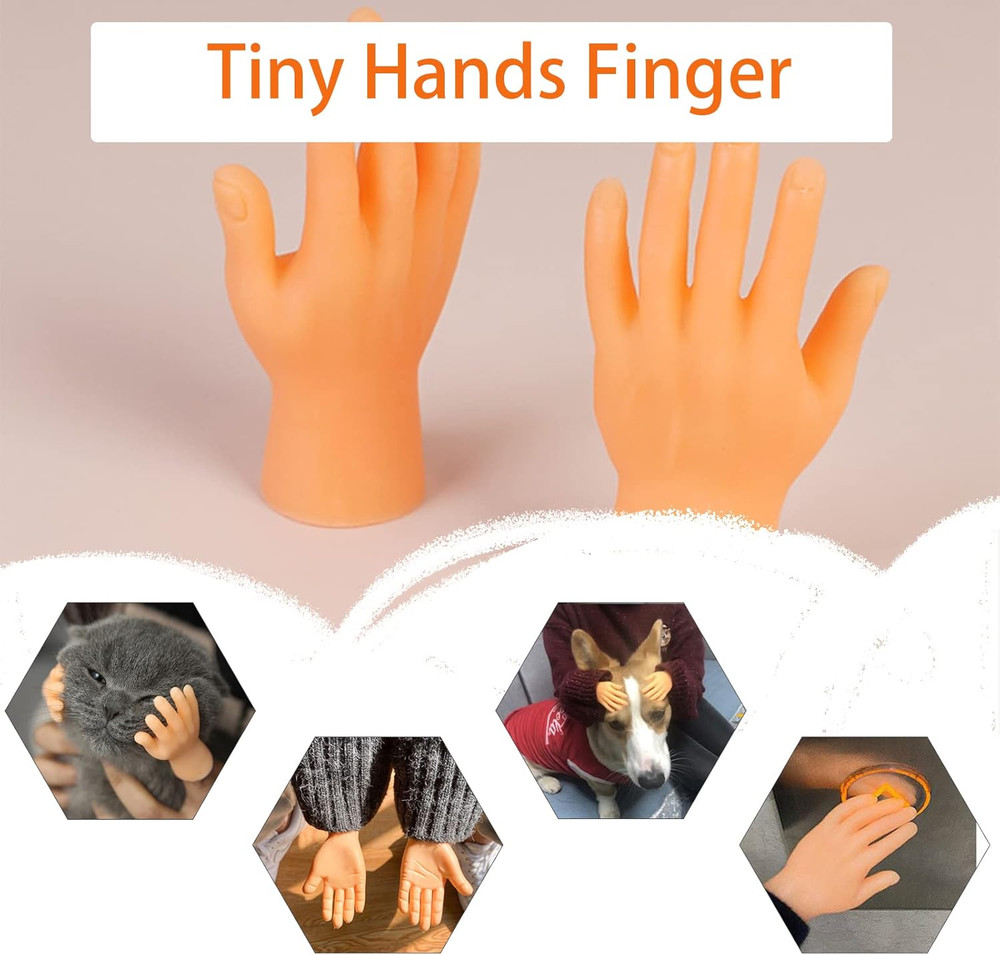 14 Pcs Tiny Finger Hands,Premium Rubber Mini Tiny Finger Hands,Flat Hand Styl...