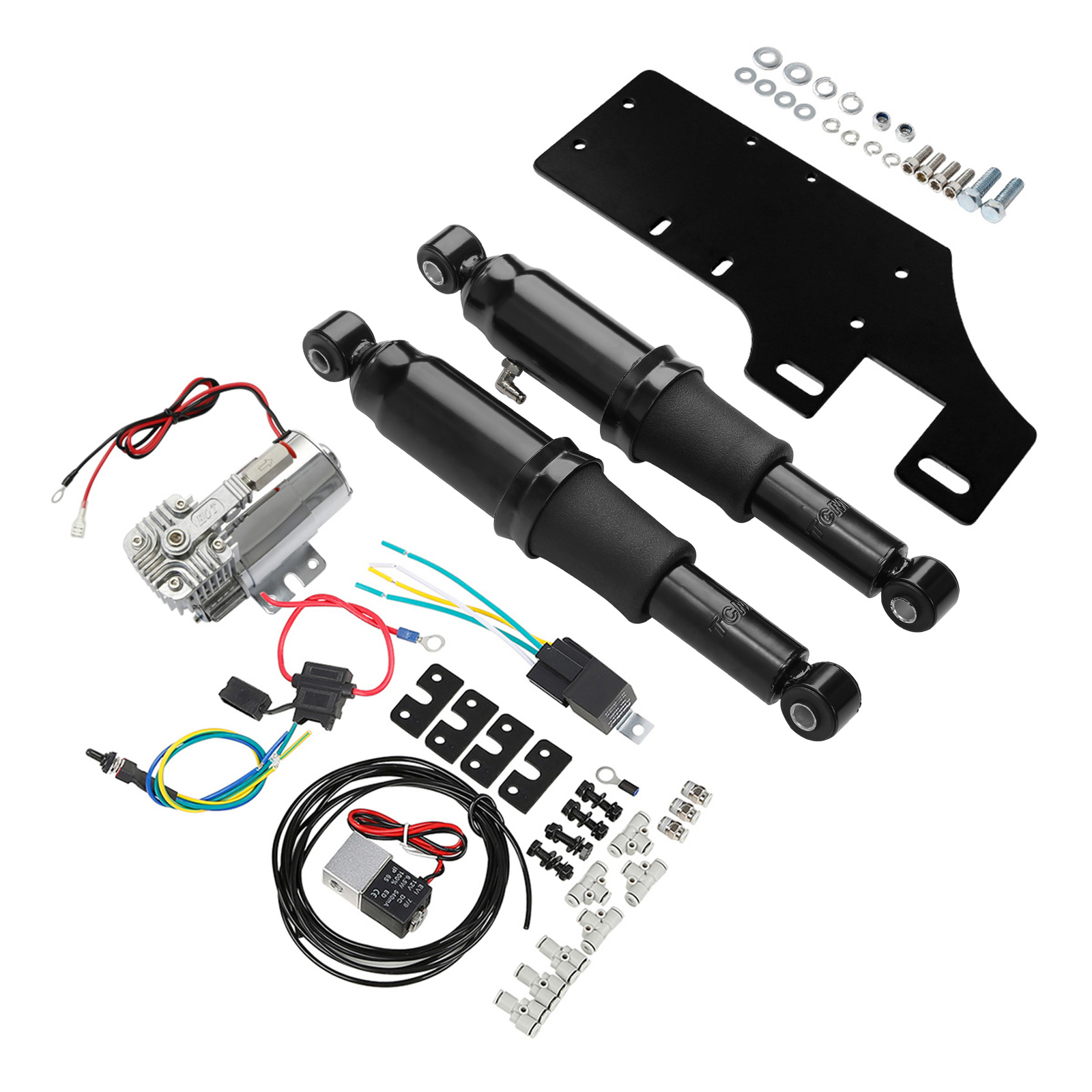 Rear Air Ride Suspension Kit For Harley Touring Electra Street Road Glide 94-Up