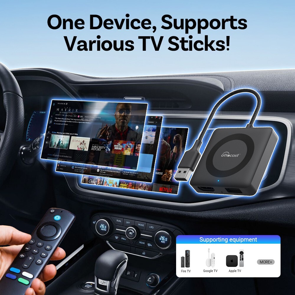 OTTOCAST Car TV Mate Pro HDMI Convertor Fire TV Stick Wireless Carplay Adapter