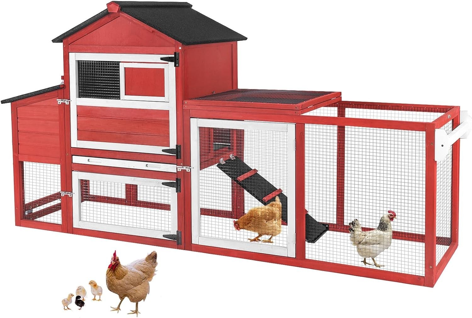 Aivituvin Chicken Coop Expandable Mobile Chicken House for Outdoor with Wheels