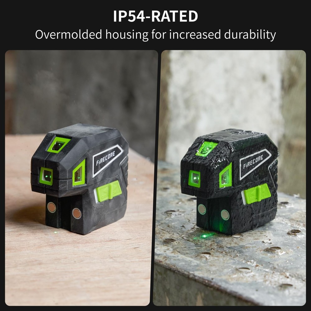 Firecore 5-Point Laser Level, Green Beam Self-Leveling Plumb