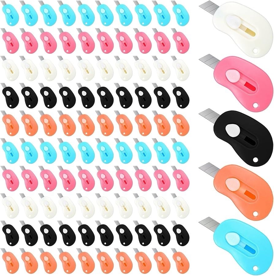 100PCS Mini Retractable Utility Knife Box Cutter Letter Opener