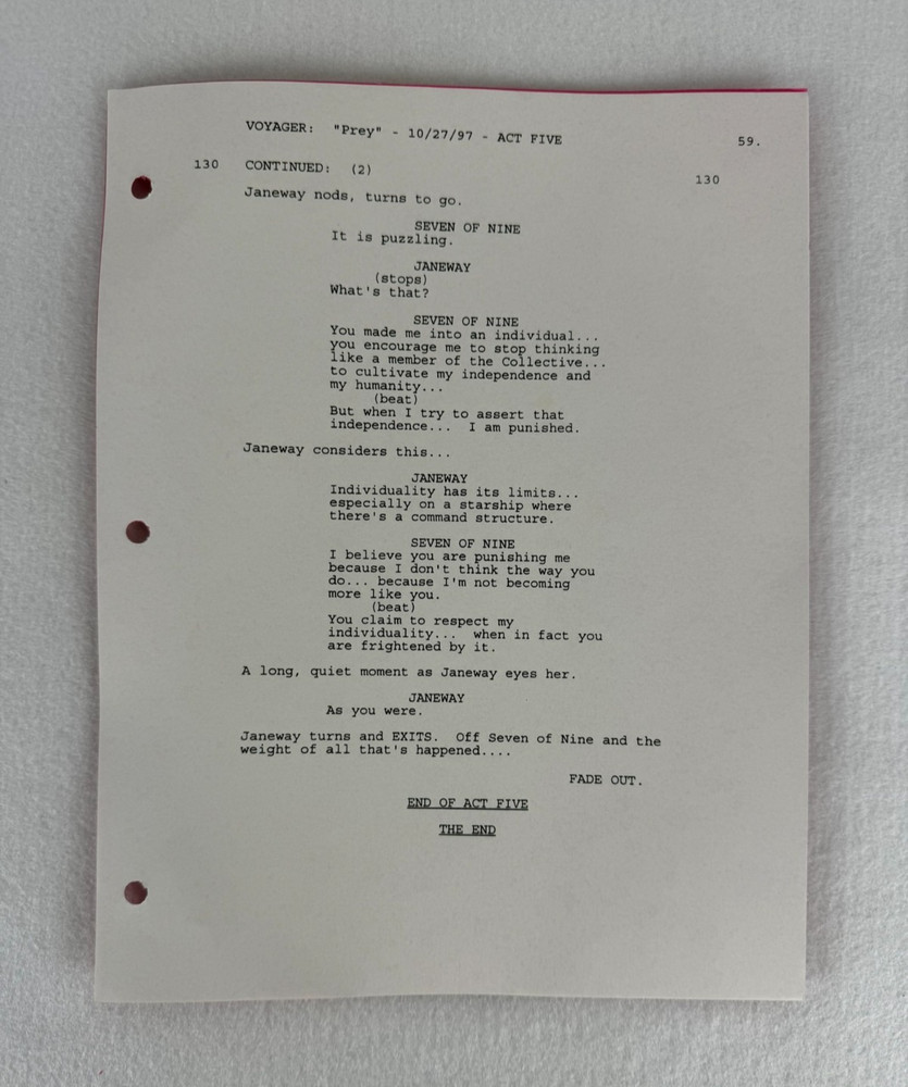 Star Trek Voyager “Prey” Final Draft Script (10/27/1997)