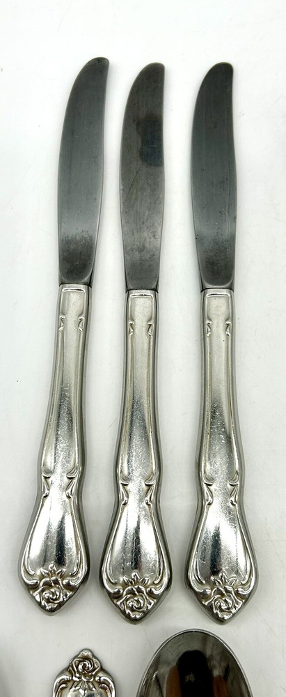 13 Pc Lot 1881 Rogers Stainless Oneida Flatware Arbor Rose Flatware Spoon Fork