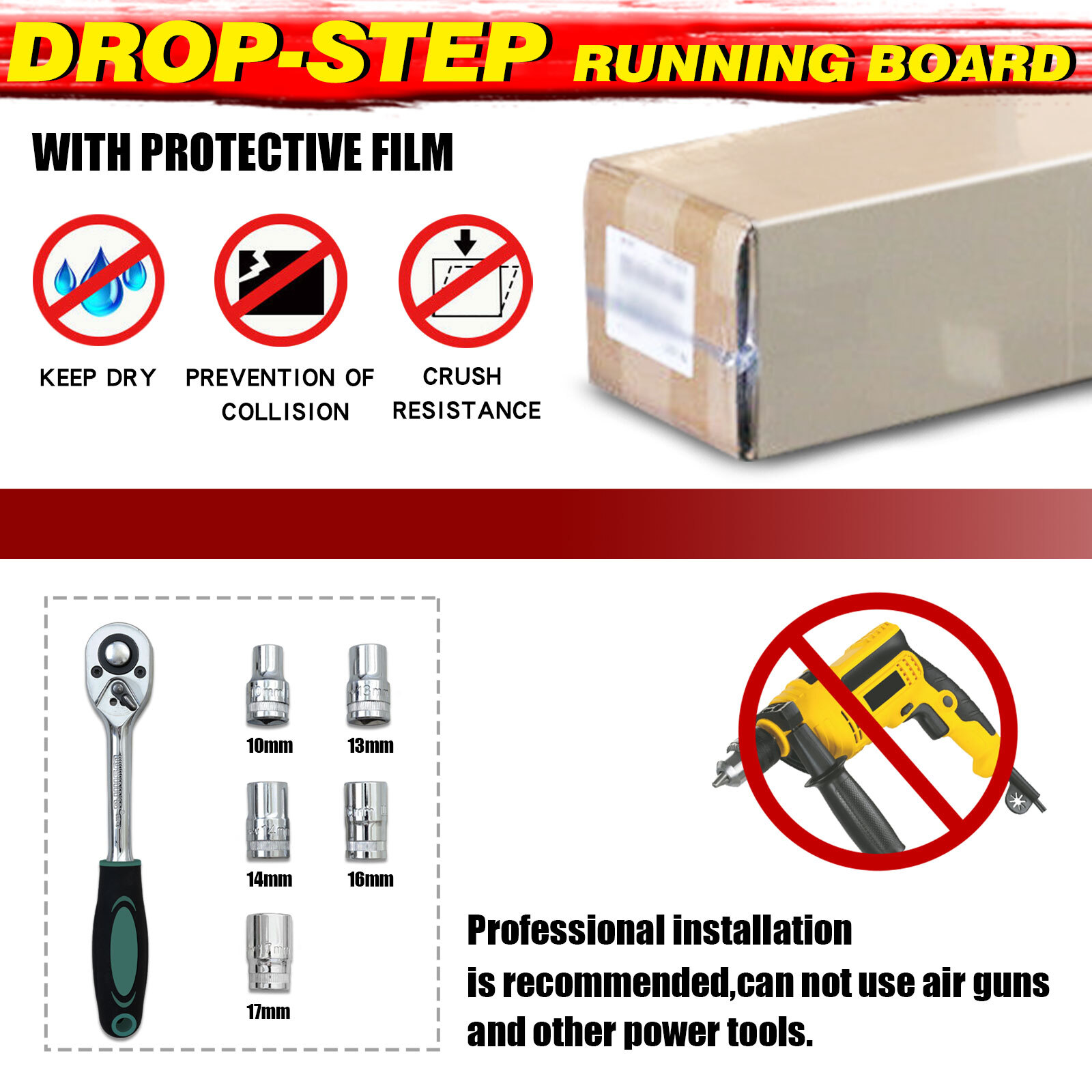 Drop Step For 20-24 Jeep Gladiator JT 4 DR Running Board Nerf Bar Side Proctive