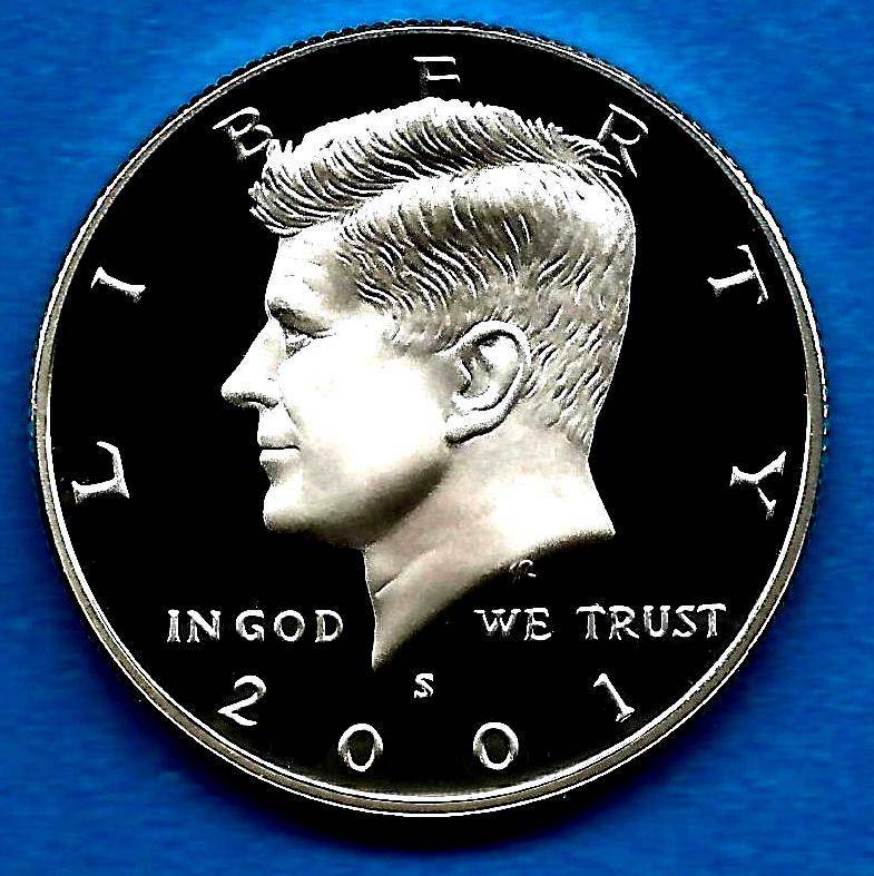 2001 S Silver Proof Kennedy Half Dollar- Gem Proof-Deep Cameo-90% Silver
