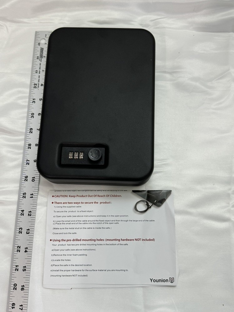 Gun Safe Combination Lock Box 3 Digit Code Security Cable Compact Portable