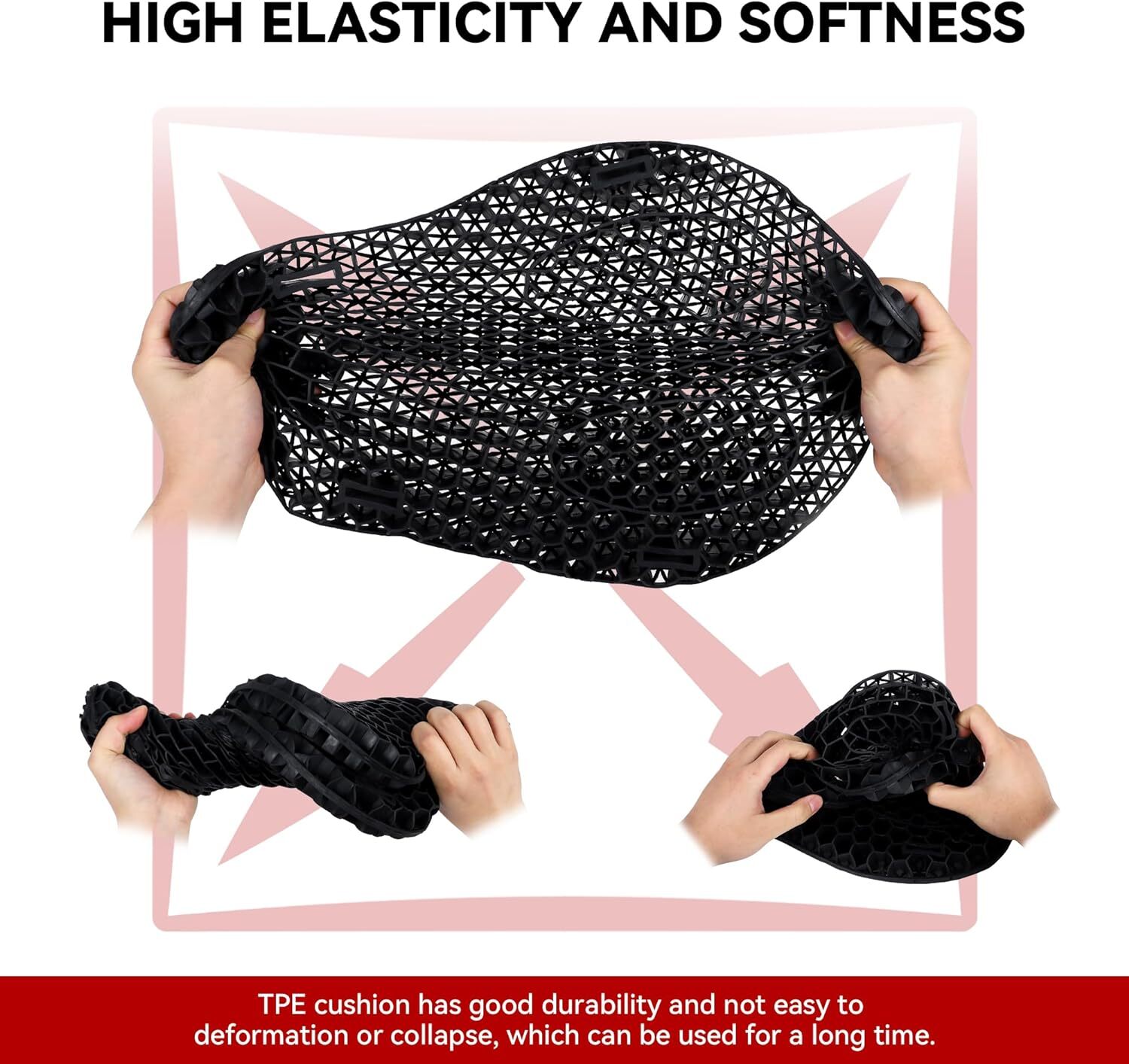 Black Motorcycle Seat Cushion Comfort 3D Gel Pad Cover Universal TOP!!