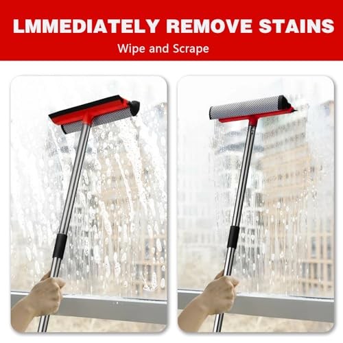 Window Squeegee with 59" Extension Poles, 10" Window Cleaner Tool, Window