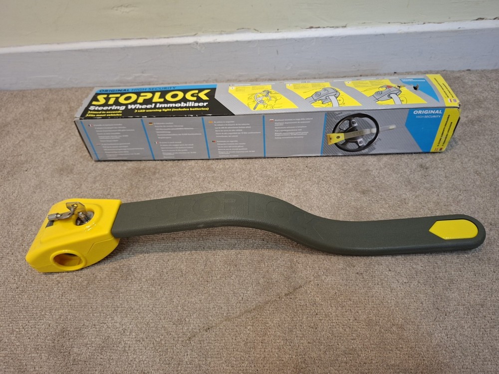 Genuine Stoplock Steering Wheel Lock Immobiliser + 2 keys - Good Condition Boxed
