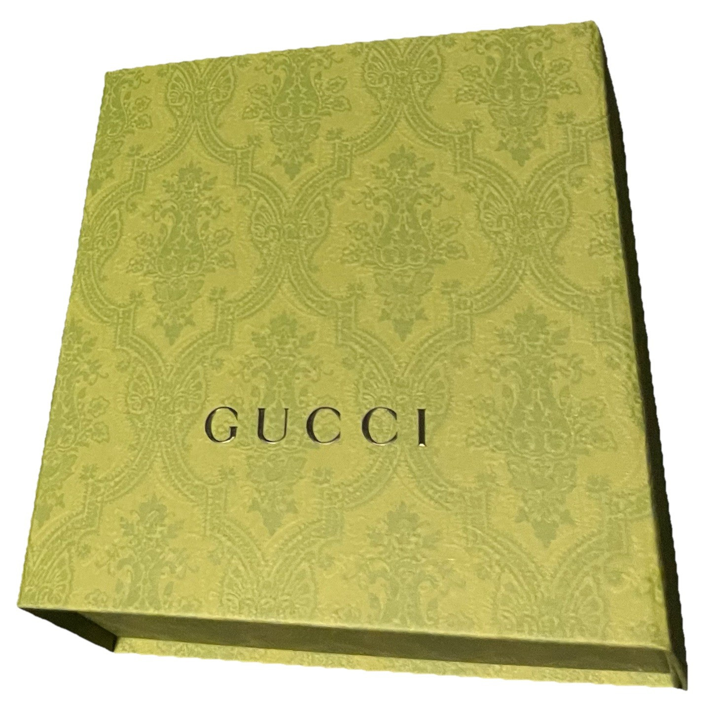 AUTHENTIC GUCCI - Green Brocade Magnetic Flap Gift Box - Used - 7.5 x 7.5 x 3"