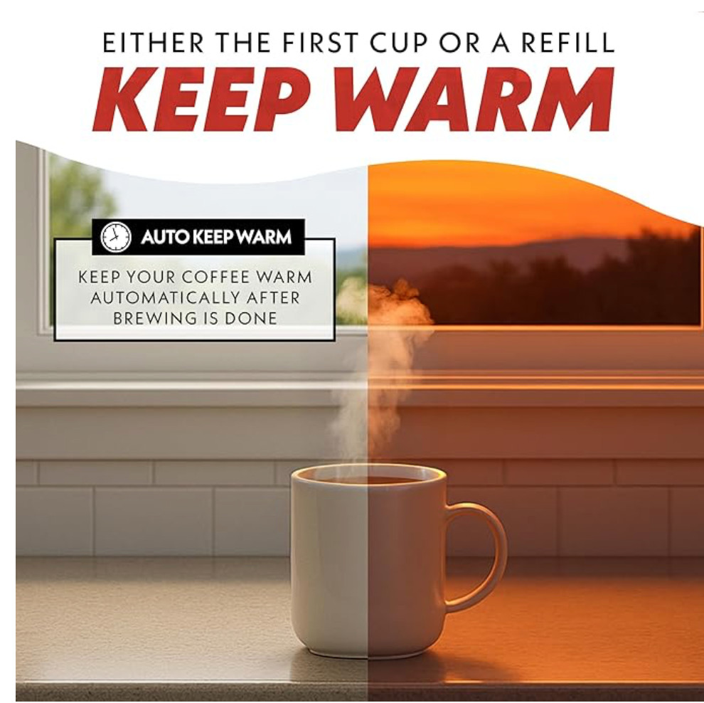 Gourmia 5 Cup Coffee Maker, Pause & Serve, Keep Warm, One-Touch Brew