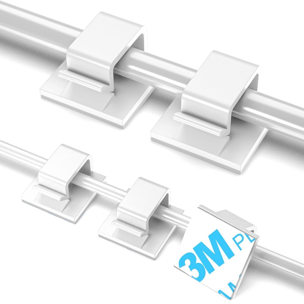 100 Pack Adhesive Cable Clips White Small Large Wall Cable Management NEW