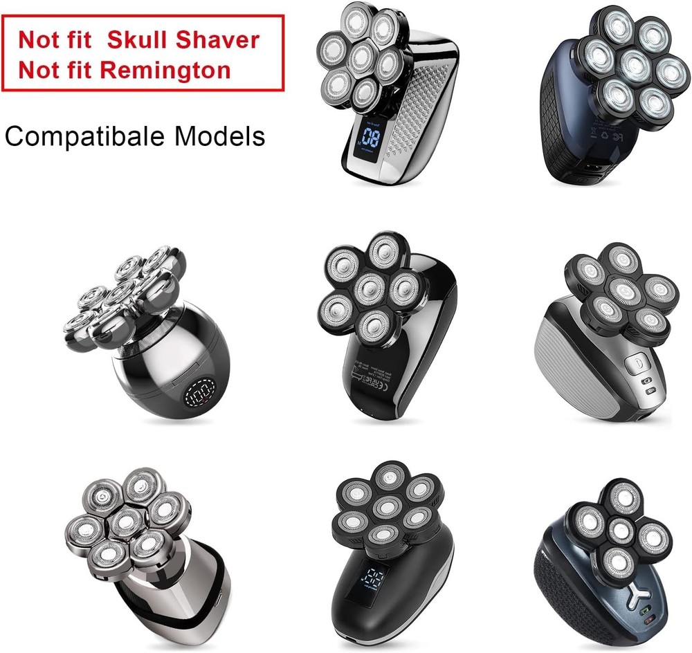 7D Electric Shaver Replacement Heads - Waterproof & Compatible, 7 Pack