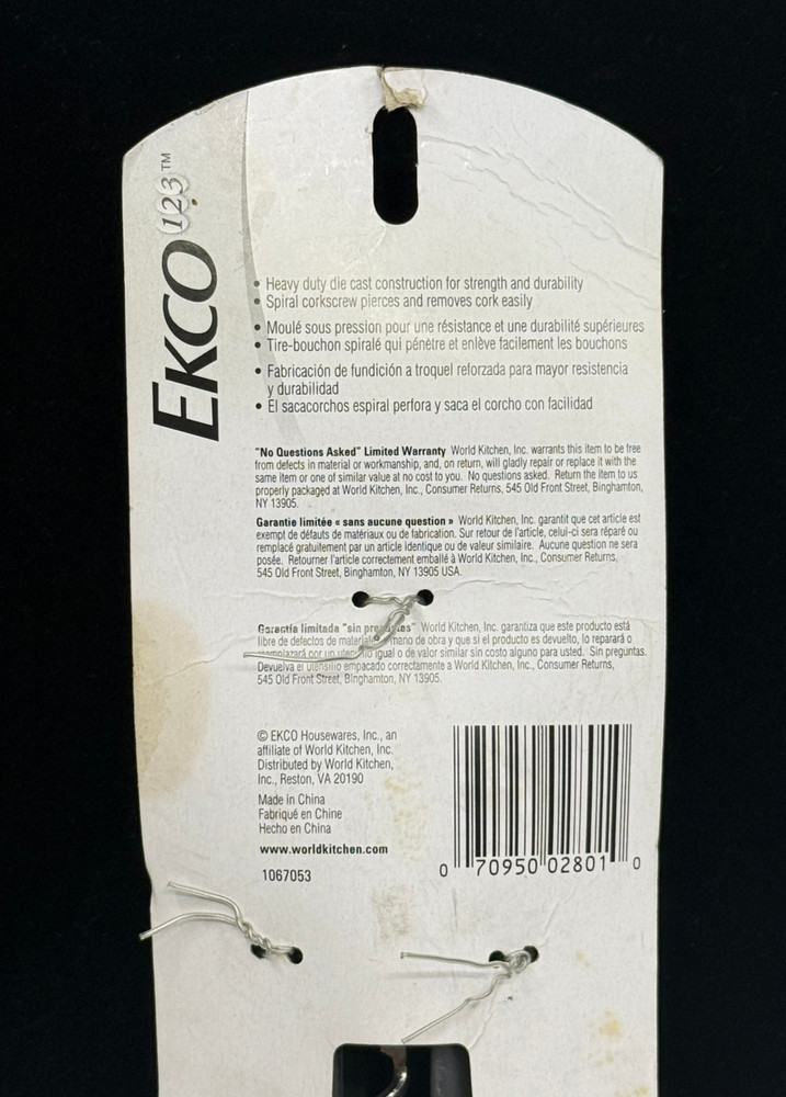 EKCO Black Winged Corkscrew -NEW *Check Description