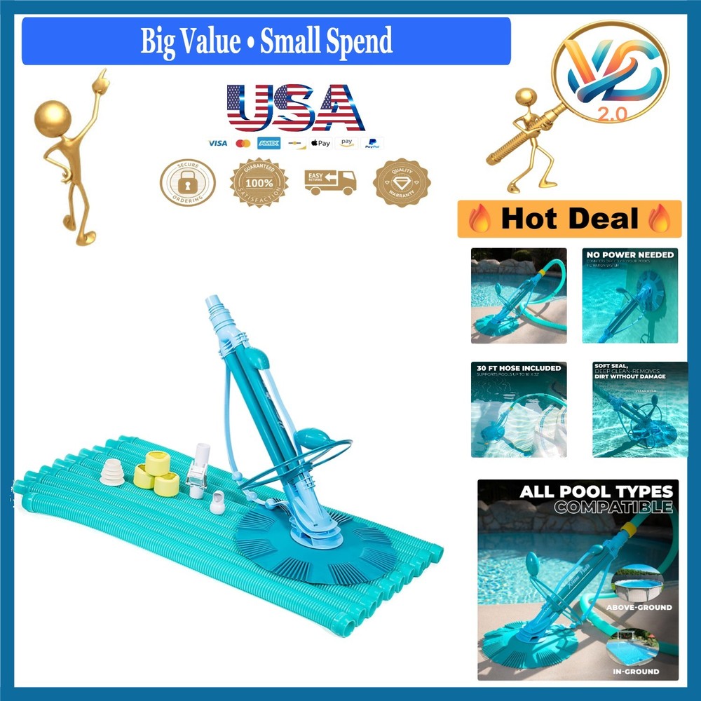 Automatic Pool Cleaner Vacuum for Inground Pools Blue High-Efficiency