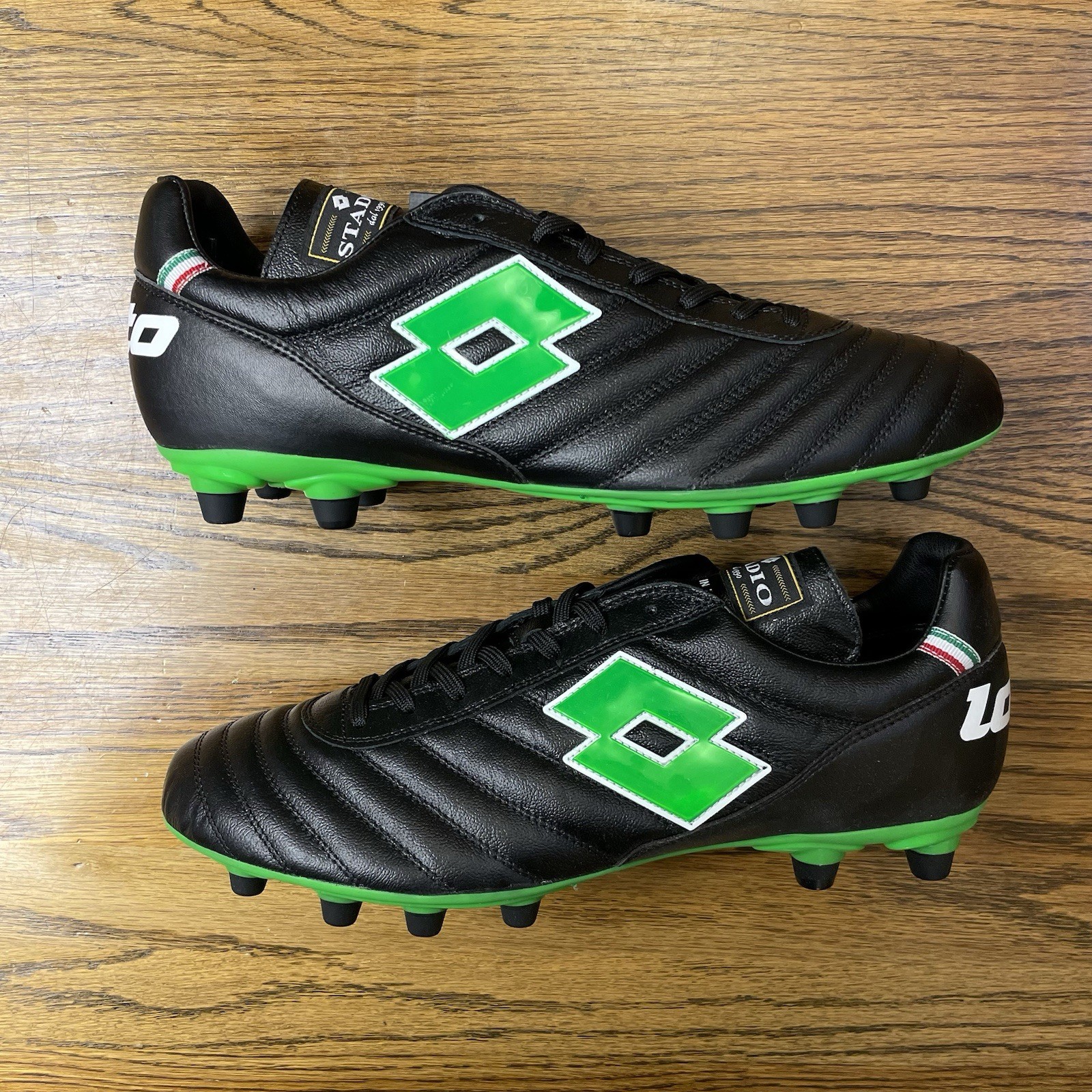 Lotto Stadio OG II FG Mens Sizes Soccer Cleats Shoes Black Spring Green Italy