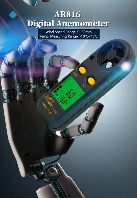 SMART SENSOR Digital Anemometer Handheld Air Wind Speed Velocity LCD Portable AU