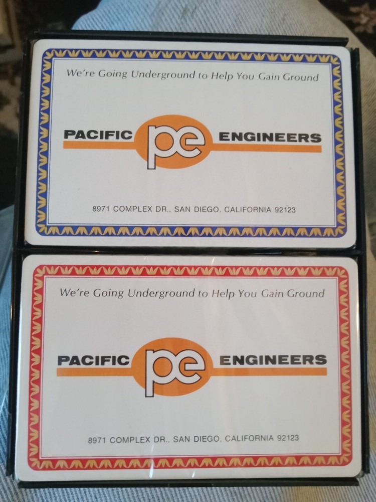 Vintage Pacific Engineers Sealed Playing Cards in Case 2 Decks