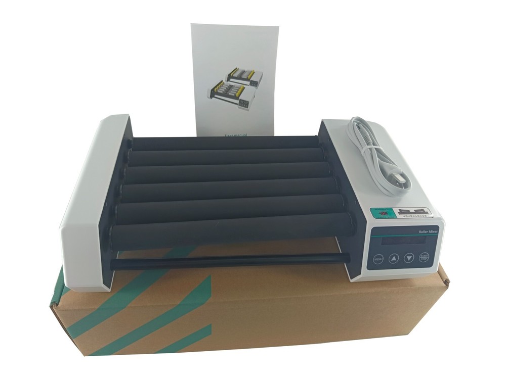 Lab Roller Mixer with 6 Rollers Length 28cm Rotating Shaking LCD Display