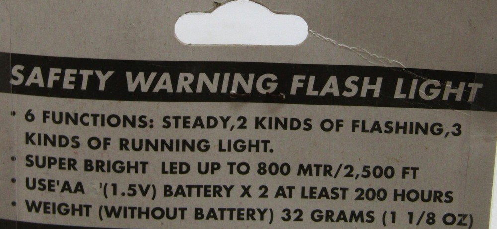 Battery Operated 6 Function Safety Flashing Light.