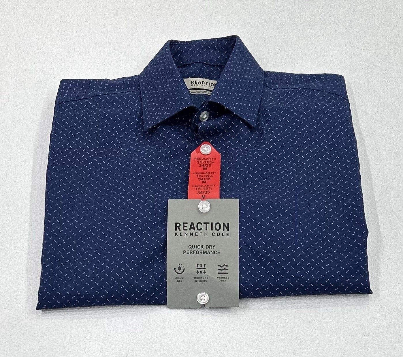 Kenneth Cole Men's Quick Dry Performance Dress Shirt, Blue, M (15-15.5, 34/35)