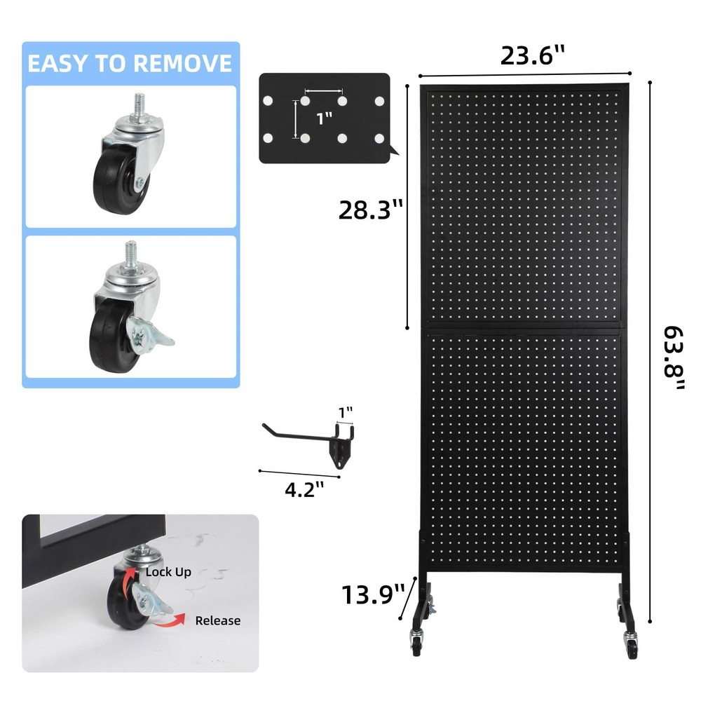 NectaCol 2'x 5' Standing Pegboard Display with TBase, Pegboard Display Stand ...