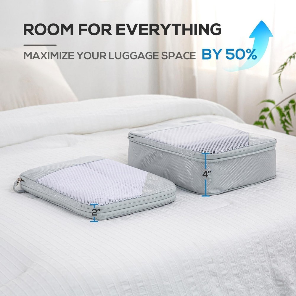 Compression Packing Cubes, 7 Set Packing Cubes for Travel Compression, Lightw...
