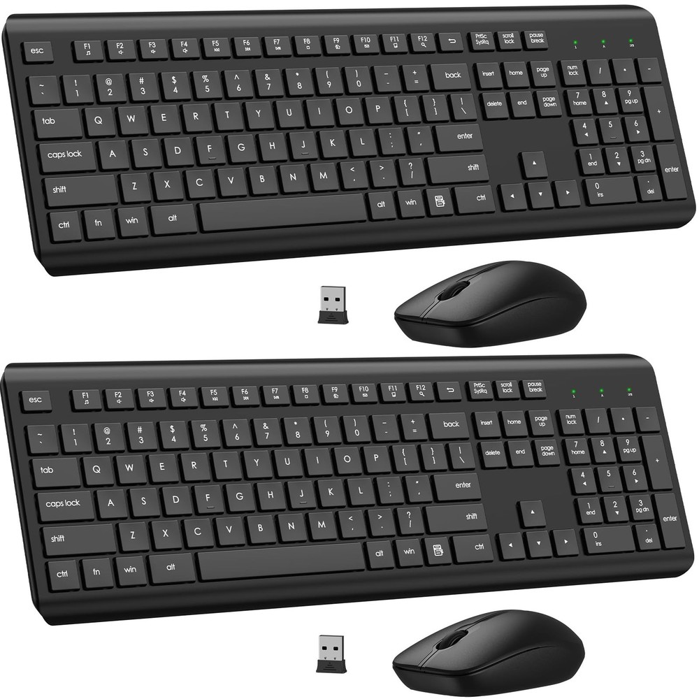 Wireless Keyboard and Mouse Combo, Full Size Silent Ergonomic Keyboard and Mo...