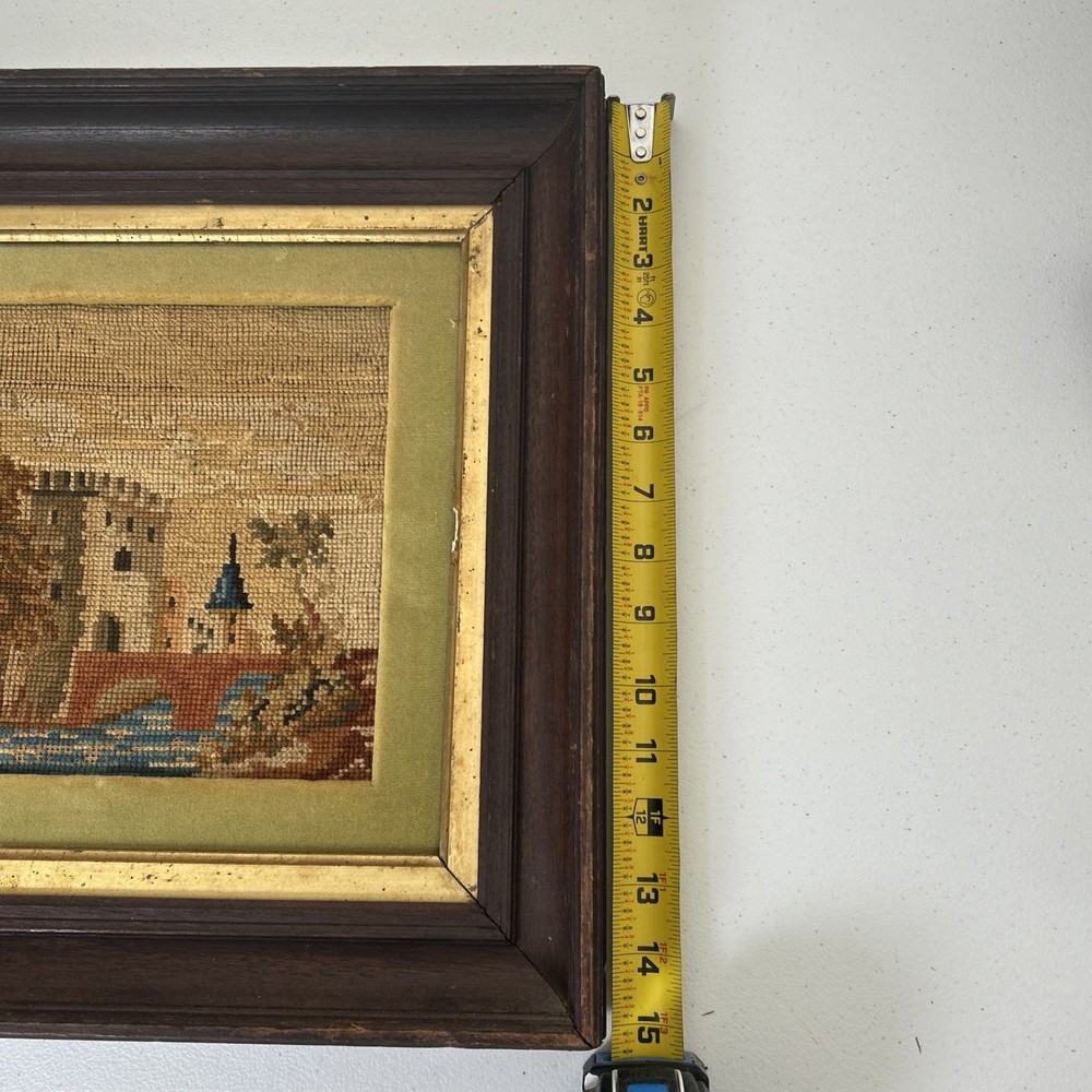 Vintage Framed Needlepoint Castle