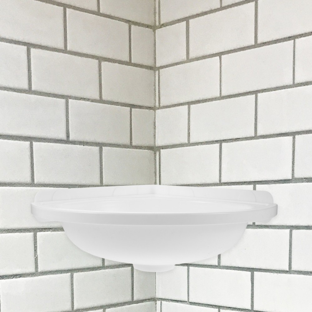 Corner Wall Mounted Bathroom Sink White Plastic Triangular Vessel Basin
